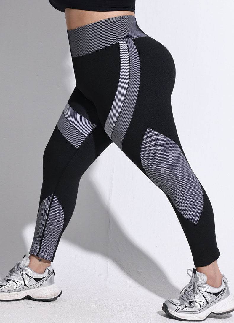 Plus Size Color Block High Waist Yoga Leggings