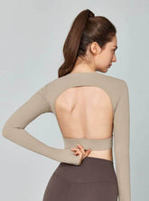 Long Sleeve Hollow Out Back Sports T-Shirt