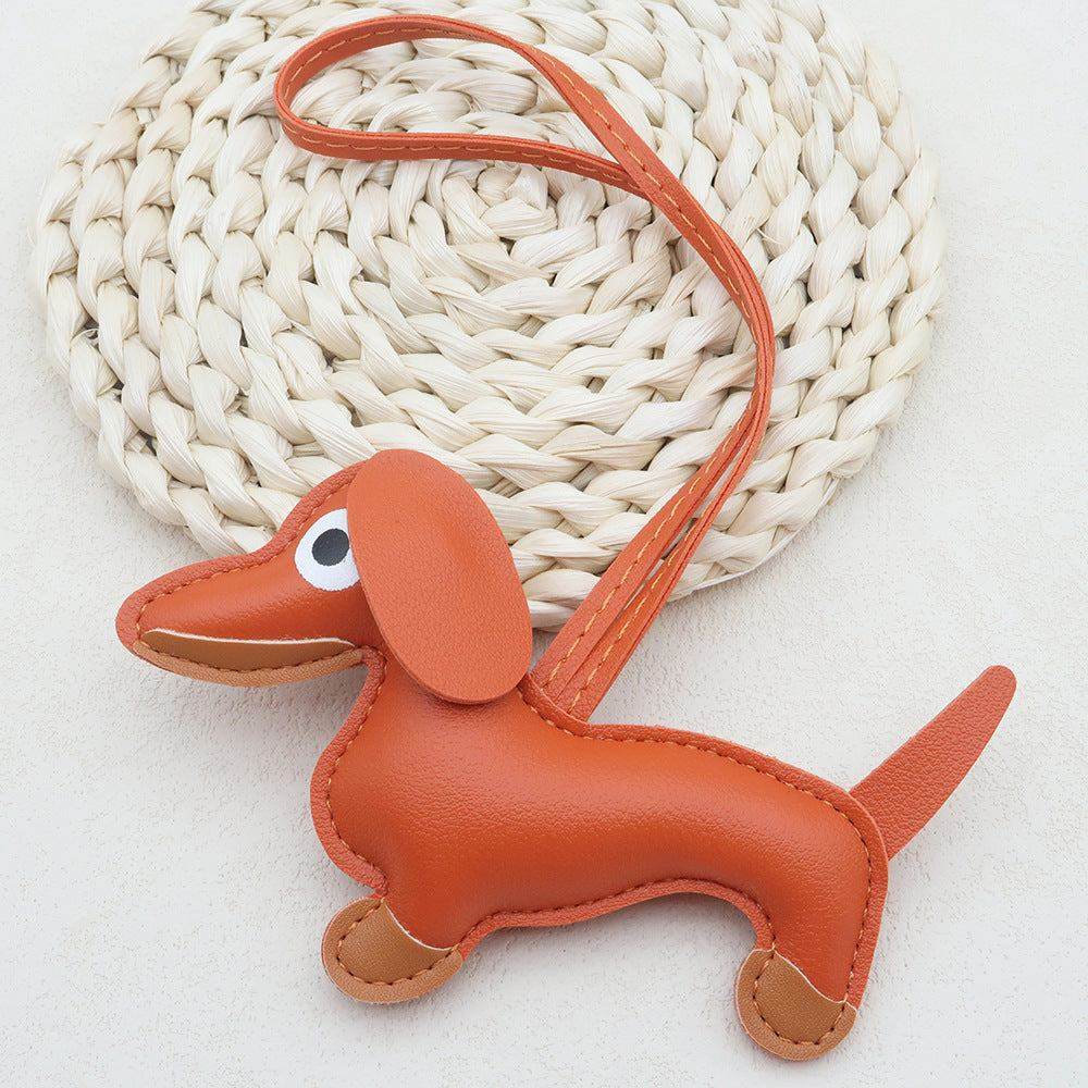 Cute Leather Dachshund Keychain