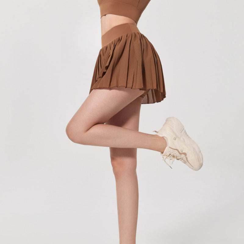 Fashion Solid Color Double Layer Tennis Skirt