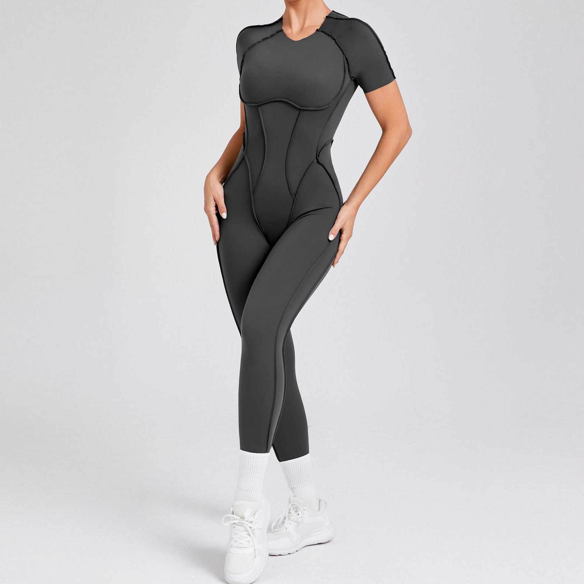 Short Sleeve Backless Yoga Jumpsuits