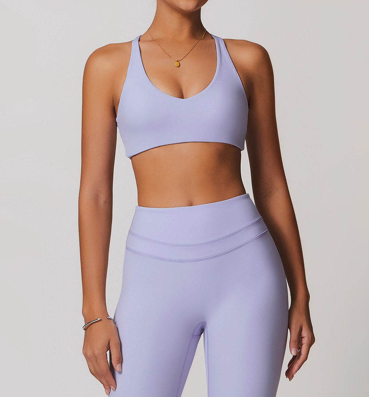 V Neck Twist Back Sports Bra with Padded