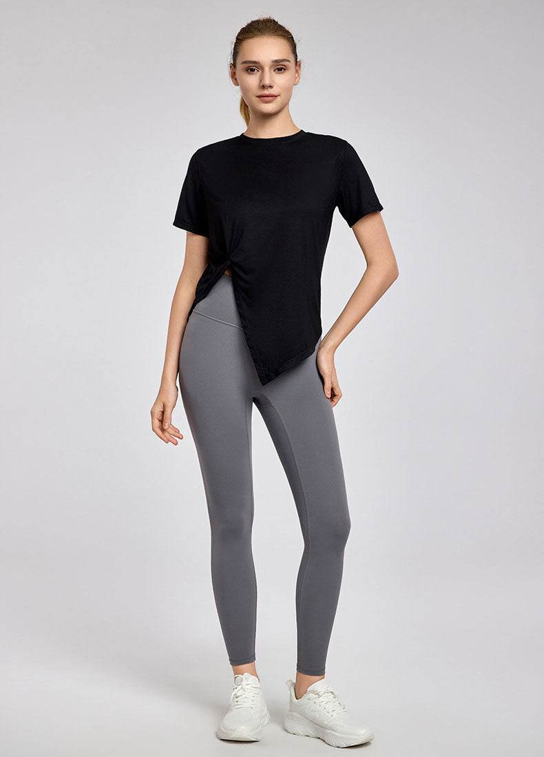 Irregular Slit Short Sleeve Yoga T-Shirts
