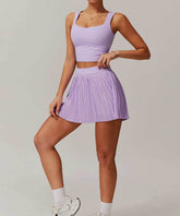 Activewear Set With Tank and Accordion Pleated Skirt