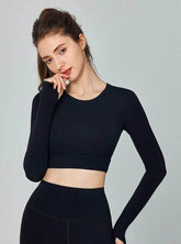 Long Sleeve Hollow Out Back Sports T-Shirt