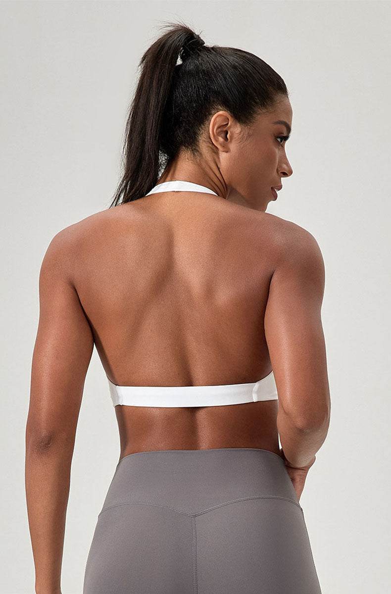 Twist Front Halter Straps Sports Bra -