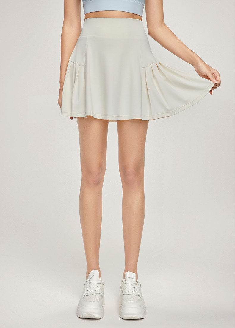Tennis Skirts with Shorts and Pockets - White
