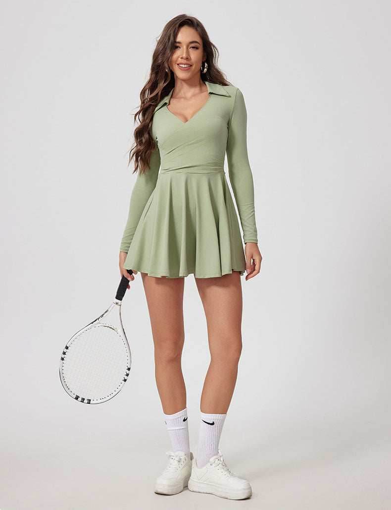 Long Sleeve Athletic Dress - Green