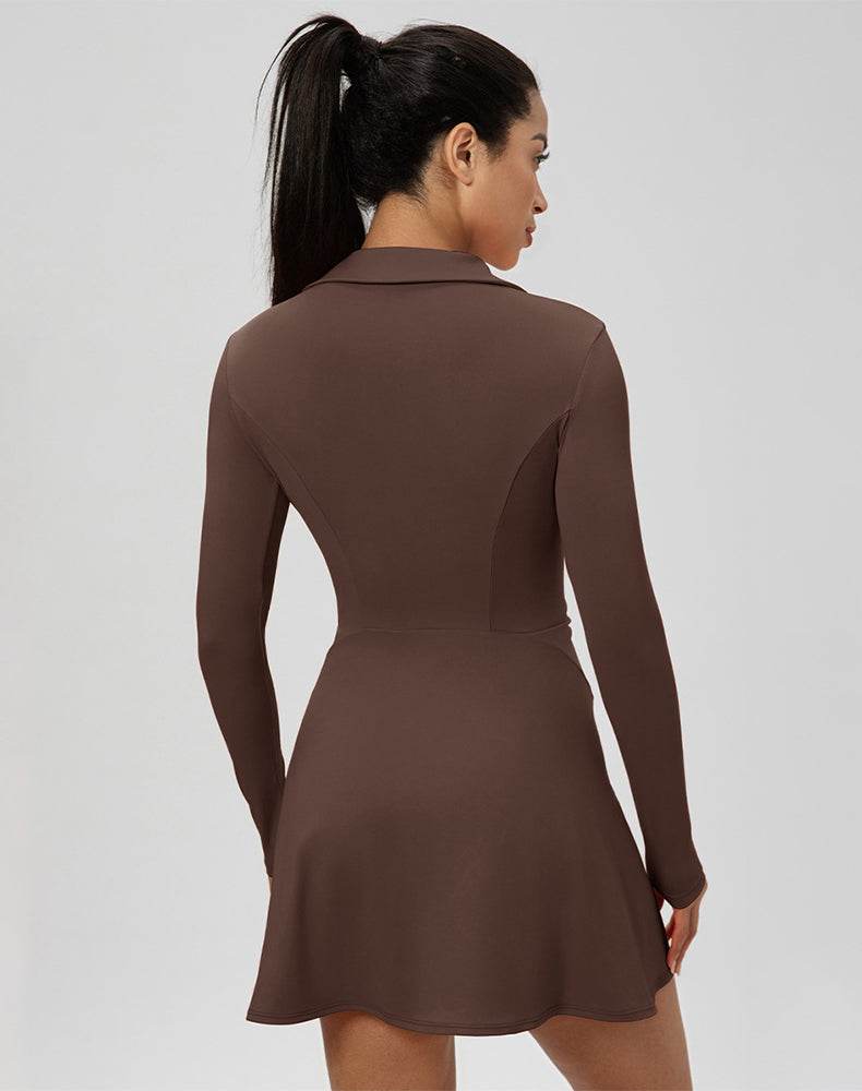 Long Sleeve V Neck Tennis Dress -