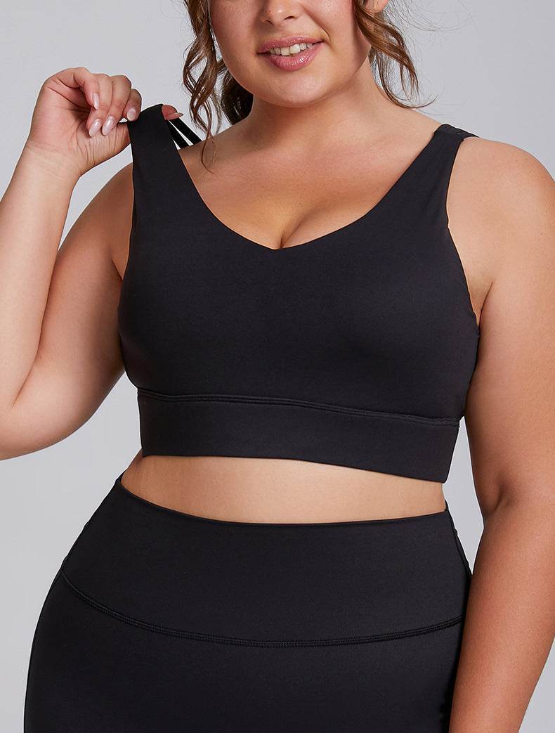 V Neck Cross Back Sports Bra