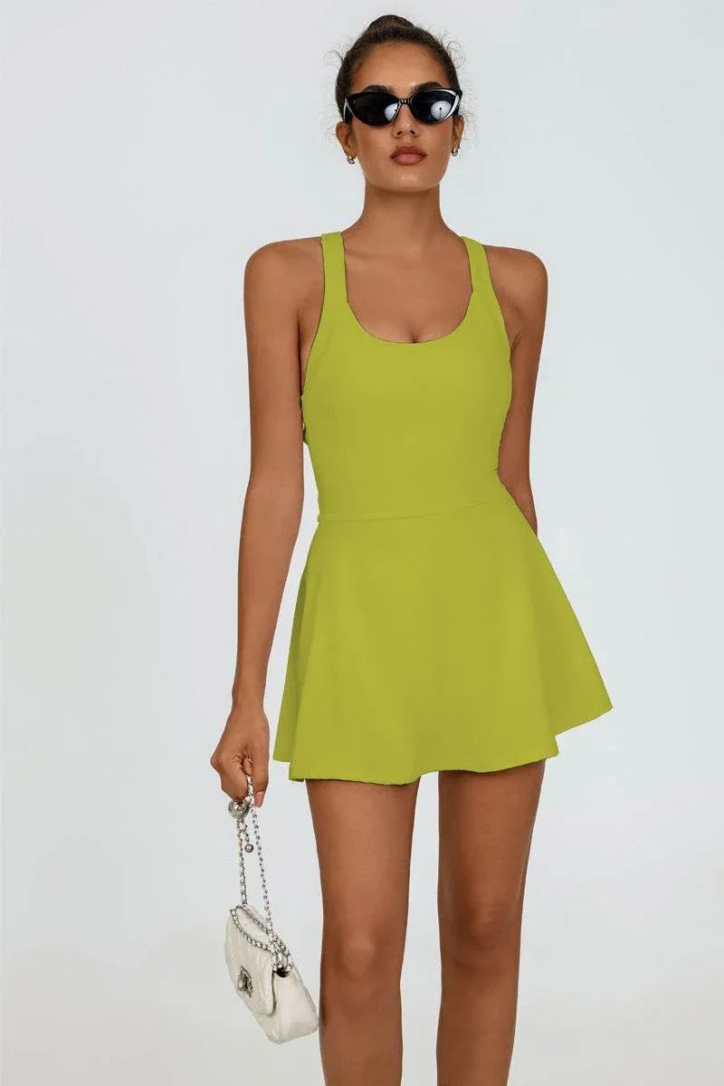 Cross Back Tennis Dress with Built Shorts -