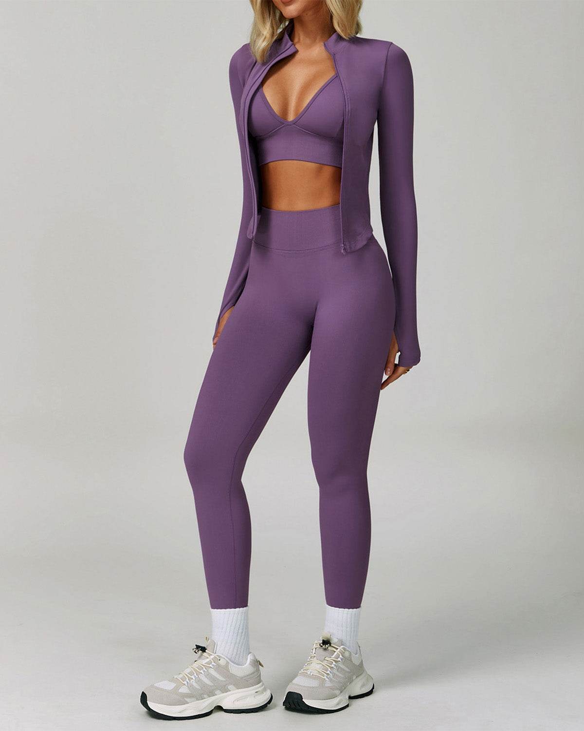 3 Pieces Activewear Set with Bra, Jacket and Legging