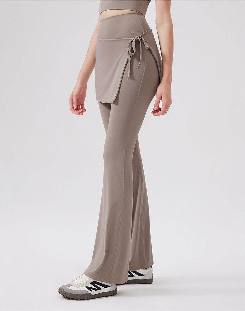 High Waisted Yoga Flare Leggings Wide Leg Pant with Skirt