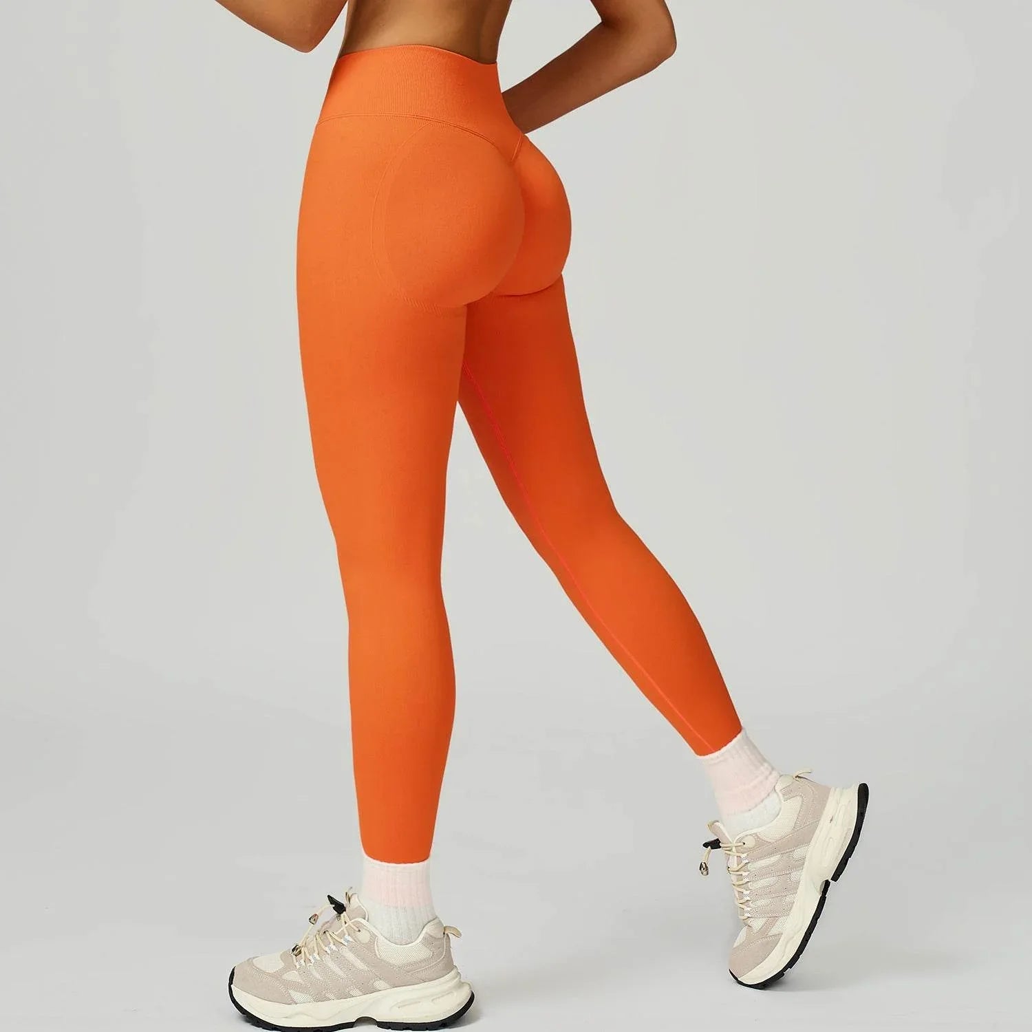 Scrunch Butt Lifting Biker Yoga Leggings - Orange
