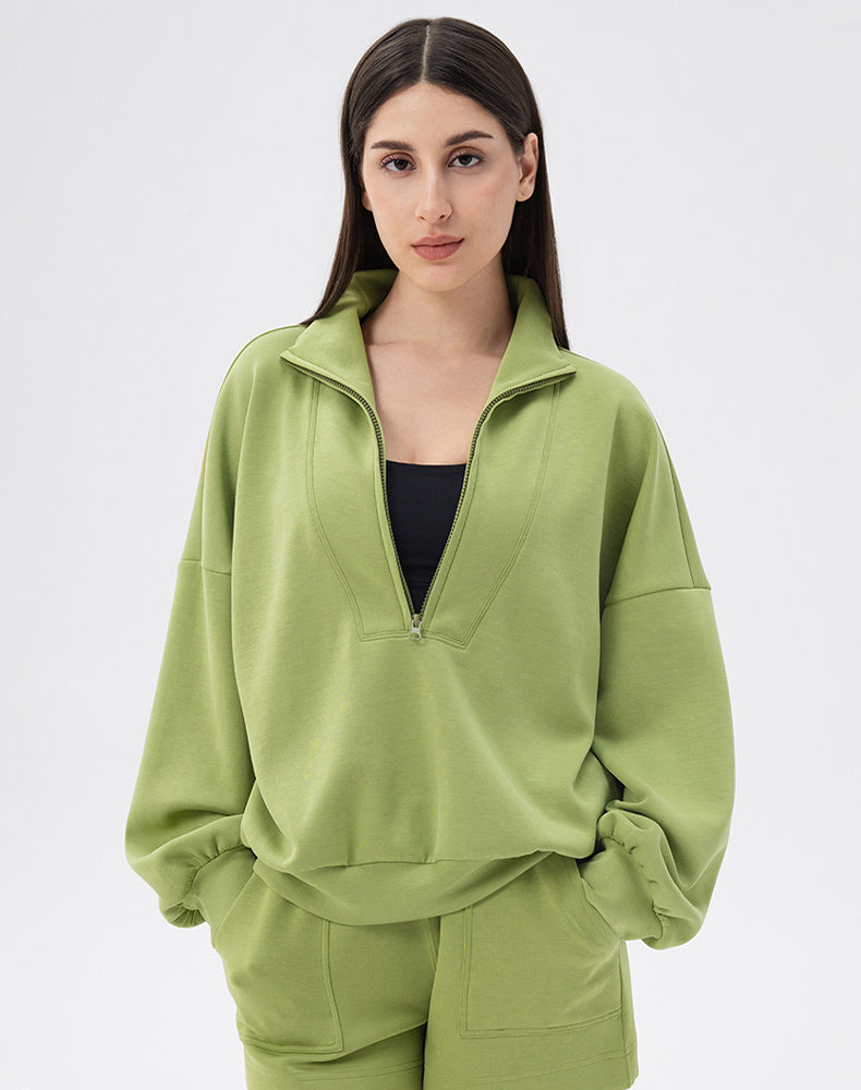 High Neck Half Zip Lounge Sports Sweatshirt