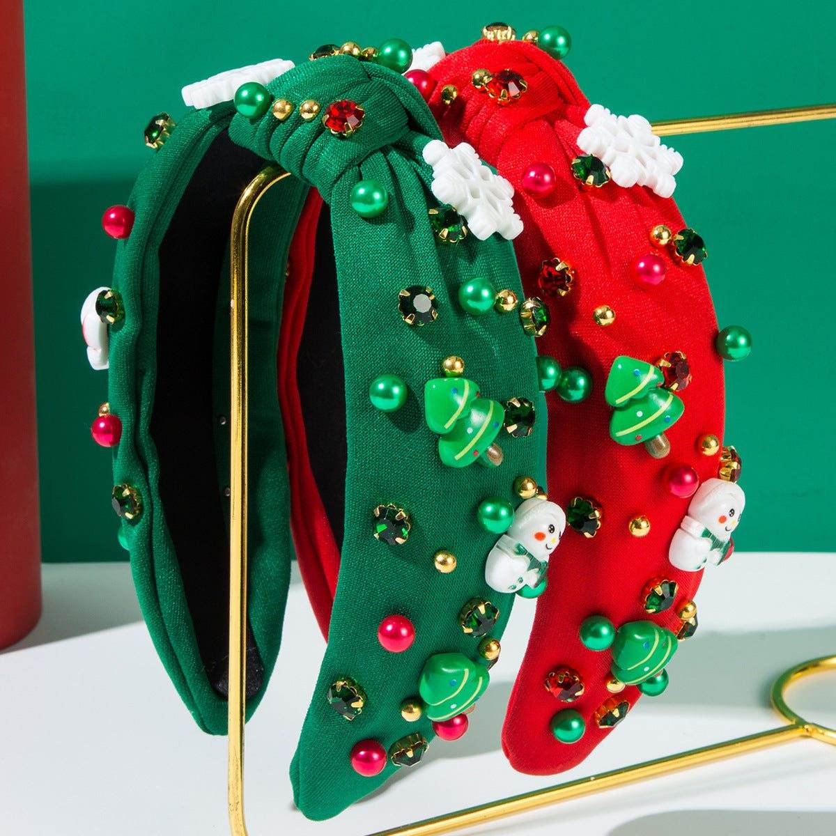 Christmas Jeweled Crystal Embellished Knotted Headband