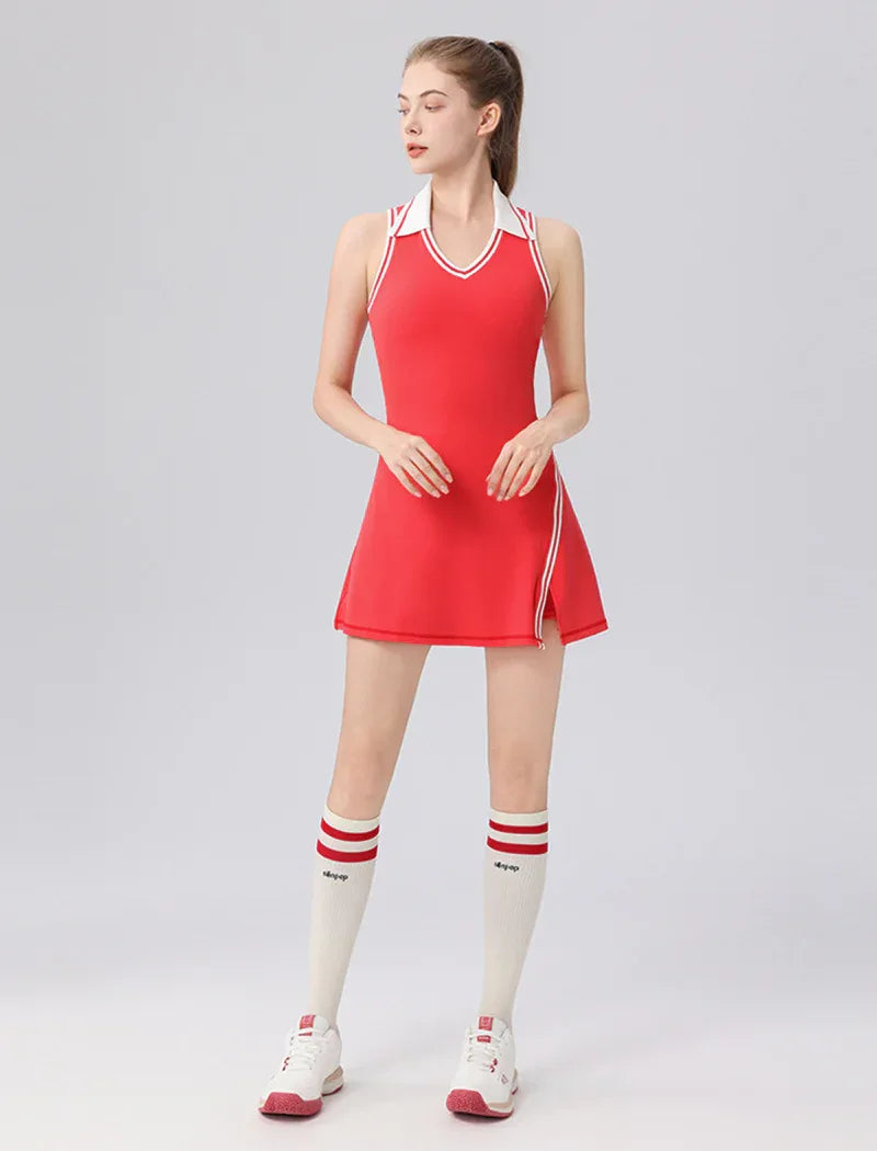 Tennis Dresses Polo Golf Dress with Built in Bra and Shorts -