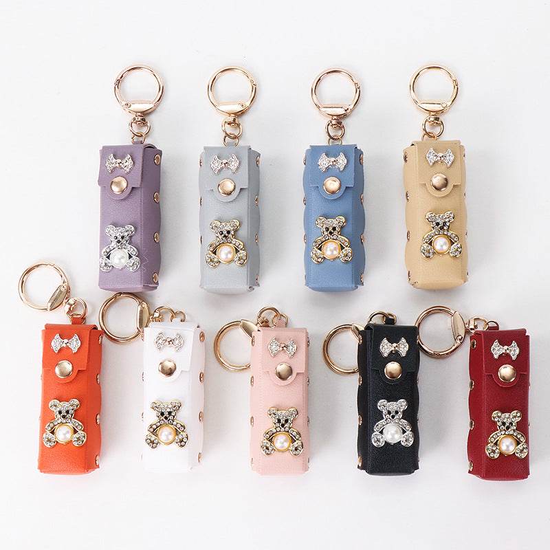 Mini PU Leather Lipstick Bag Keychain Lipstick Case Bag