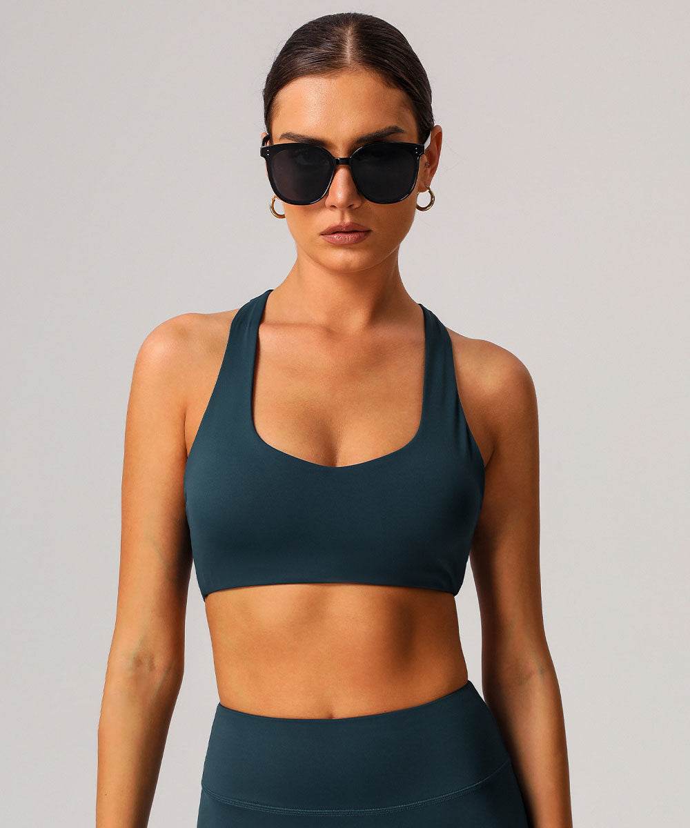 Racerback Sport Bra Tops with Built in Chest Pads