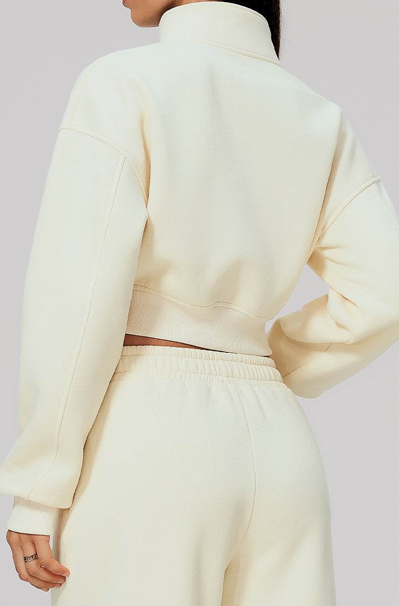 Crop Collar Zip Up Athletic Jacket