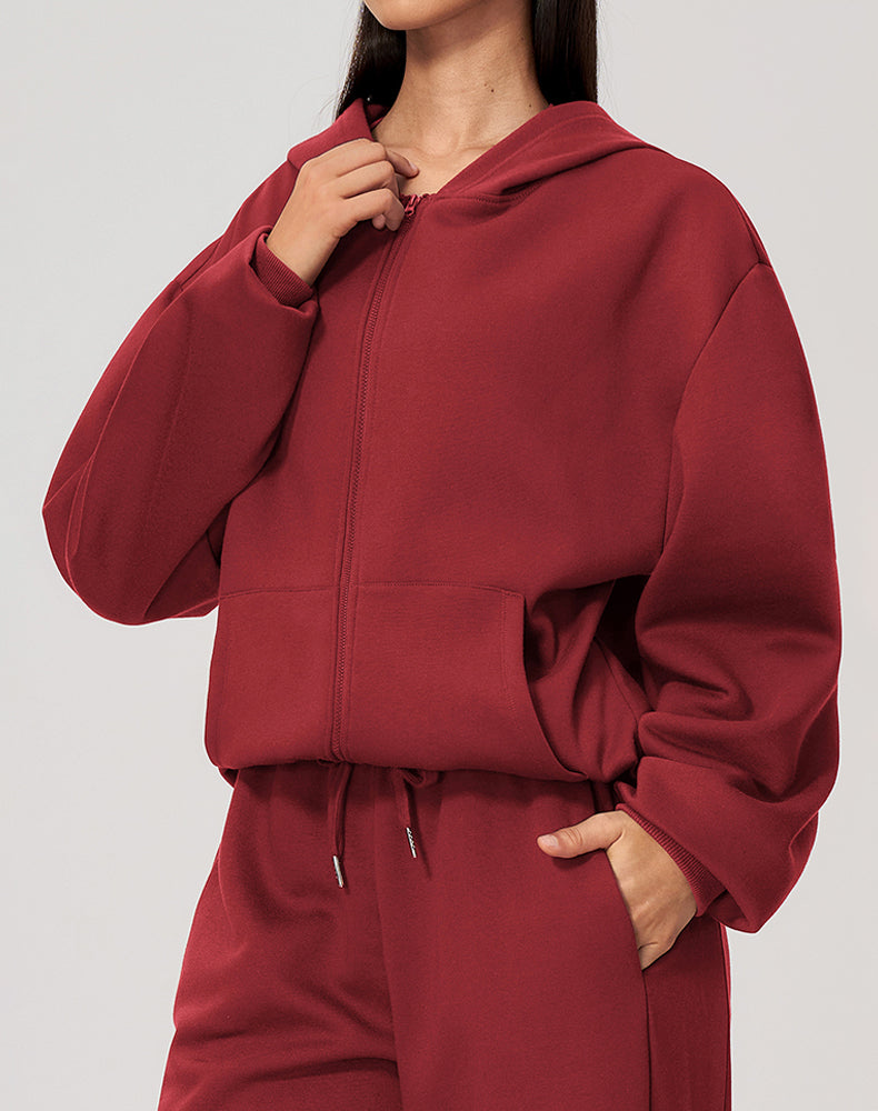 Long Sleeve Full Zip Casual Hooded with Pockets
