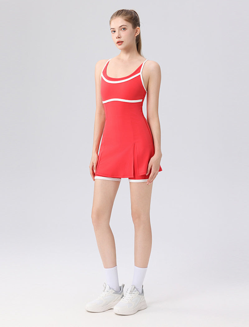 Workout Tennis Golf Mini Dress with Built-in Bra and Shorts -
