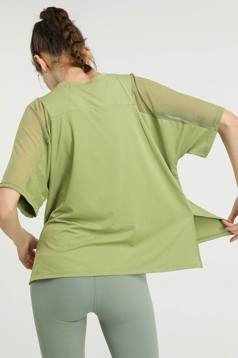 Mesh Splicing Short Sleeve Sports Loose T-Shirts
