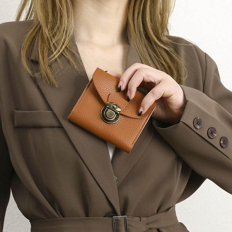 Short Leather Credit Card Coin Purse Bag
