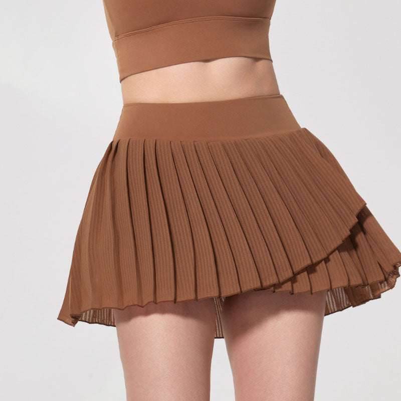 Fashion Solid Color Double Layer Tennis Skirt