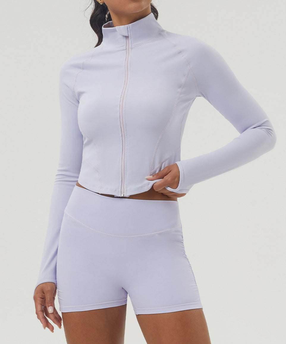 Long Sleeve Zip Up Cropped Sports Jacket