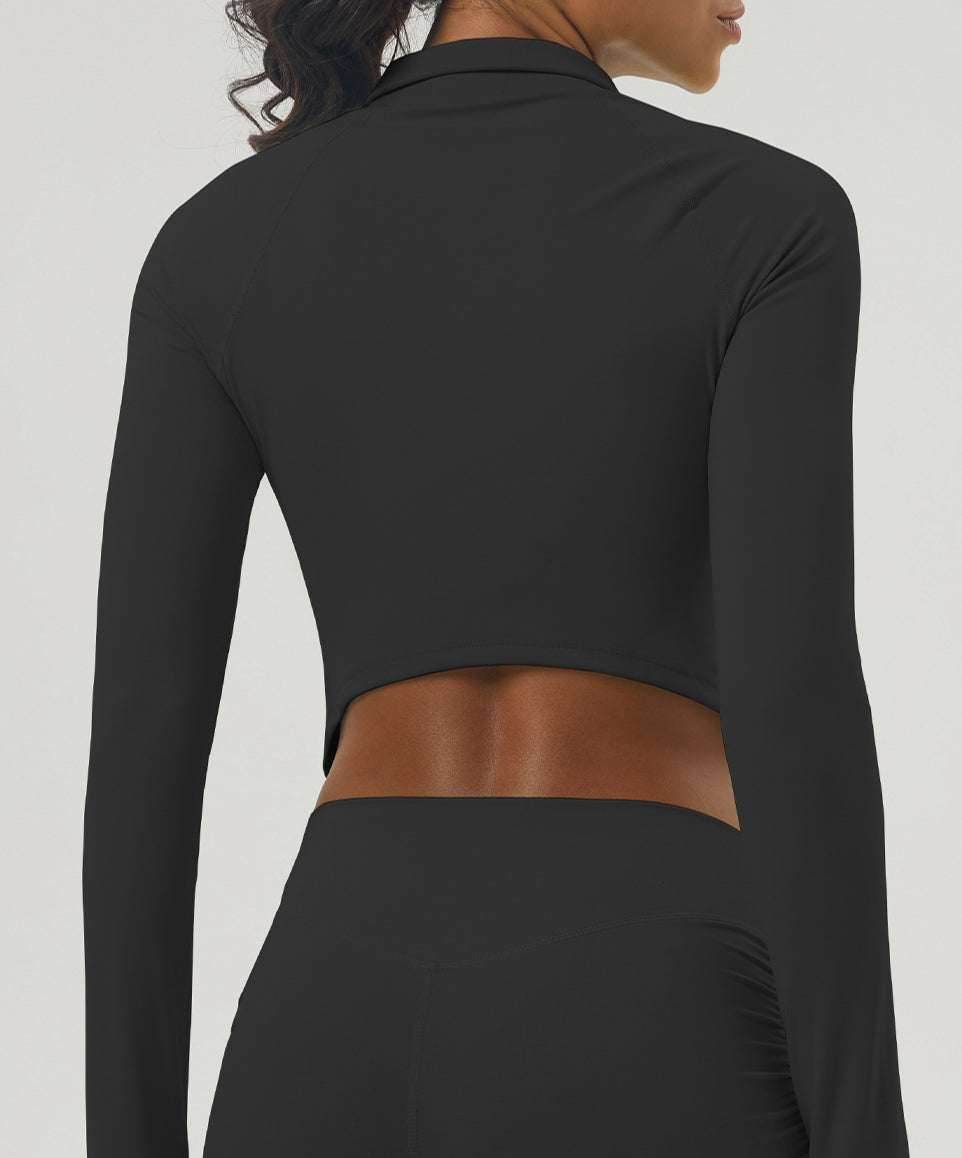 Long Sleeve Zip Up Cropped Sports Jacket