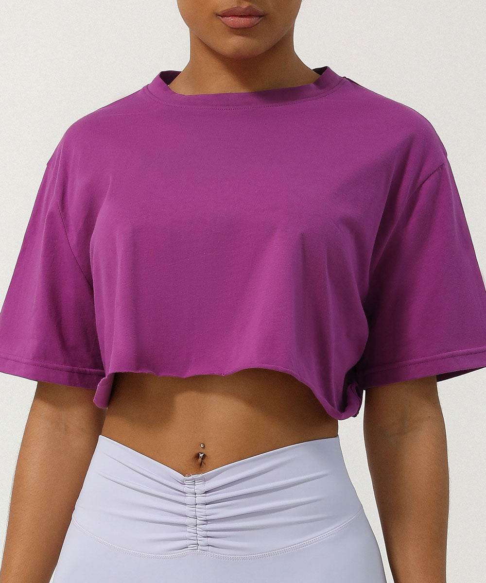 Workout Crop Tops Short Sleeve Yoga Shirts