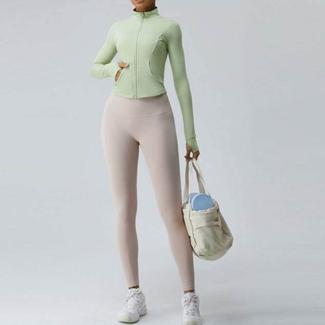 Cropped Full Zip Slim Fit Athletic Jacket