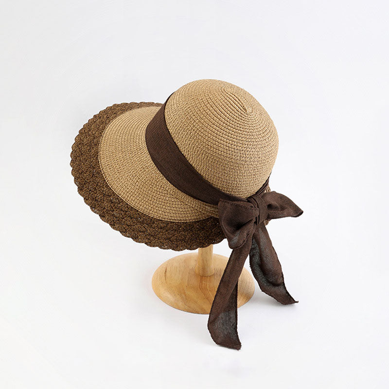Summer Beach Straw Peach Shaped Hat with Bow