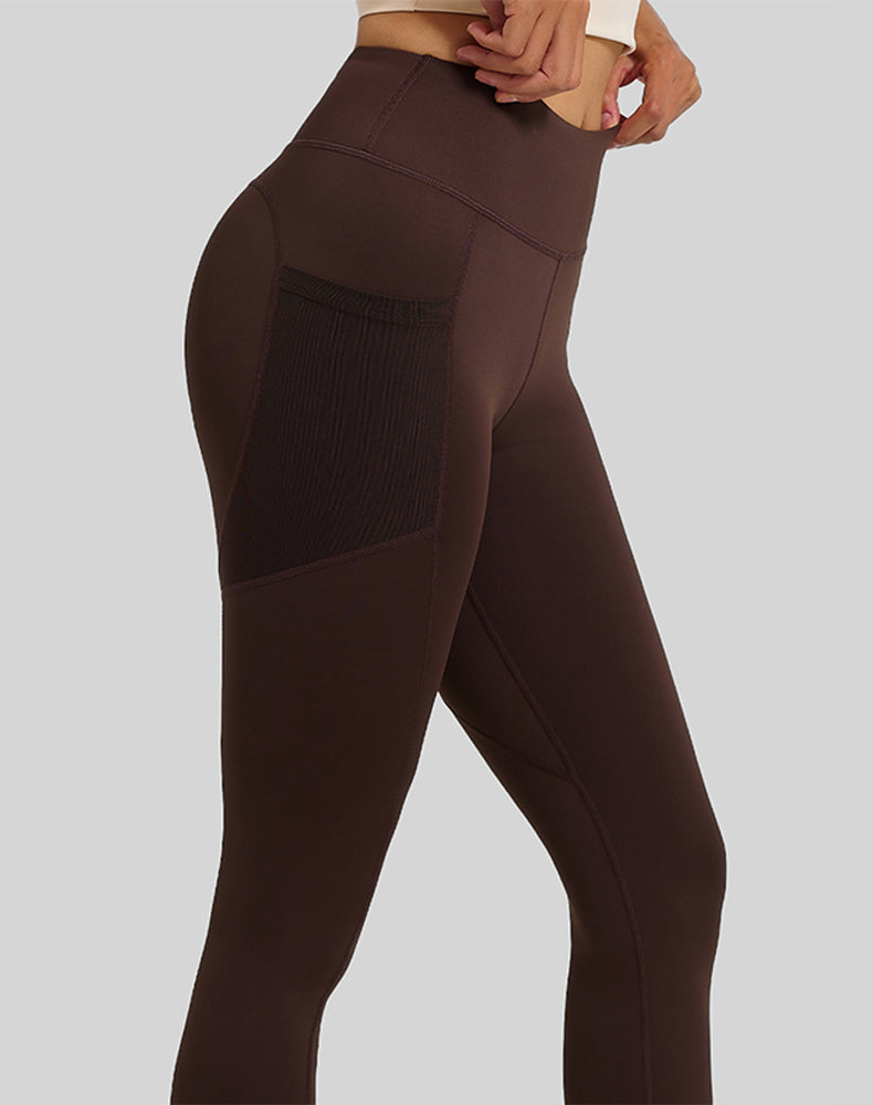 High Waisted Yoga Mesh Leggings with Side Pockets