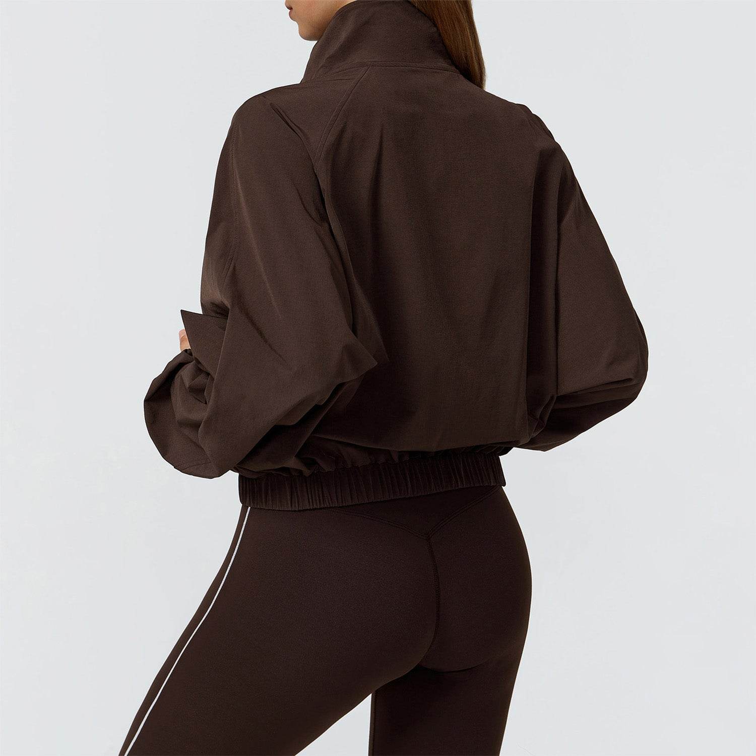 Full Zip Athletic Jacket Cropped Coats with Pockets