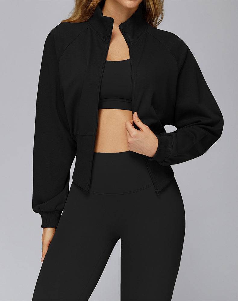 Zip Up Casual Jacket Workout Long Sleeve Crop Tops