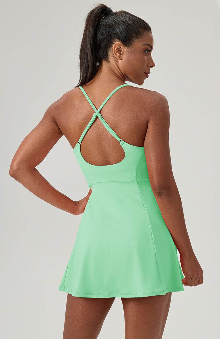 One Piece Tennis Dress with Chest Pad - Green