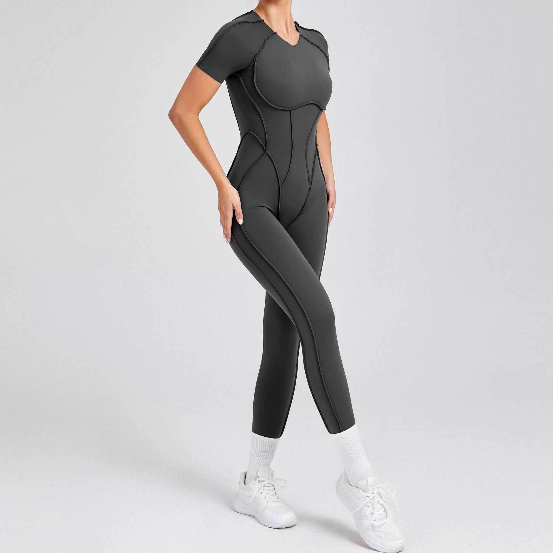 Short Sleeve Backless Yoga Jumpsuits