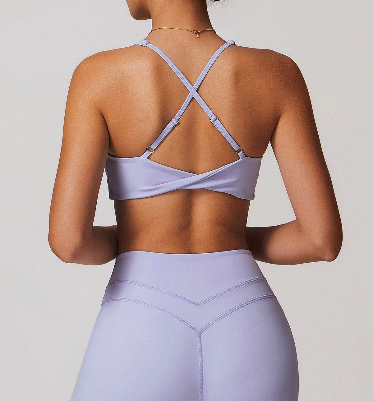 V Neck Twist Back Sports Bra with Padded