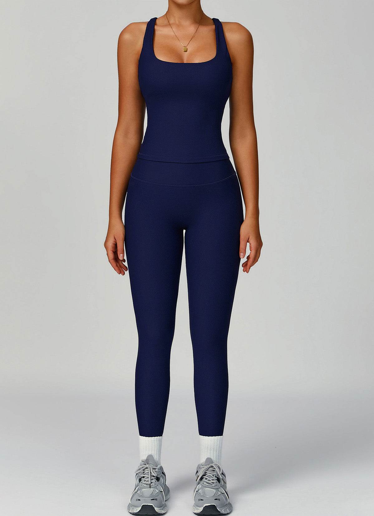 Ribbed Activewear Set with Sports Tank Top and Legging
