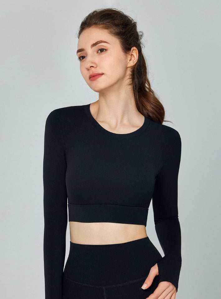 Long Sleeve Hollow Out Back Sports T-Shirt