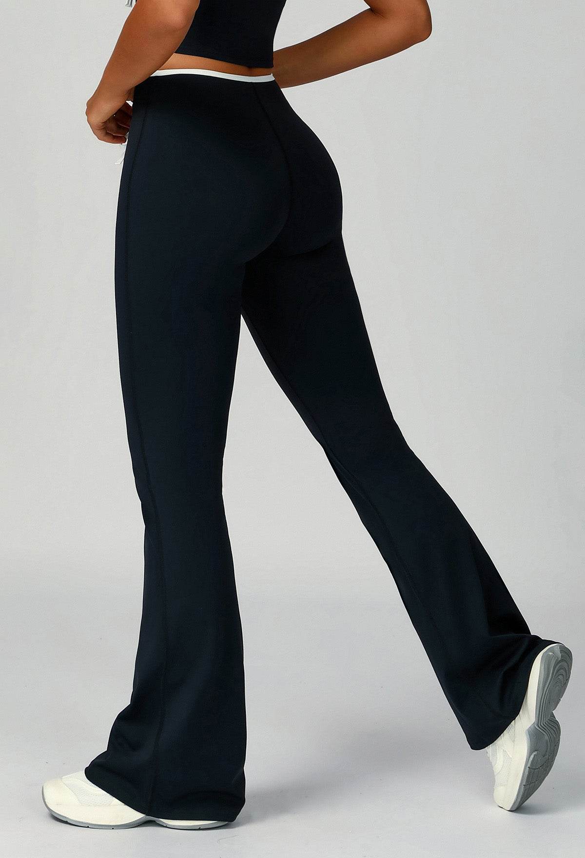 Color Block Flare Pants with Drawstring Waist