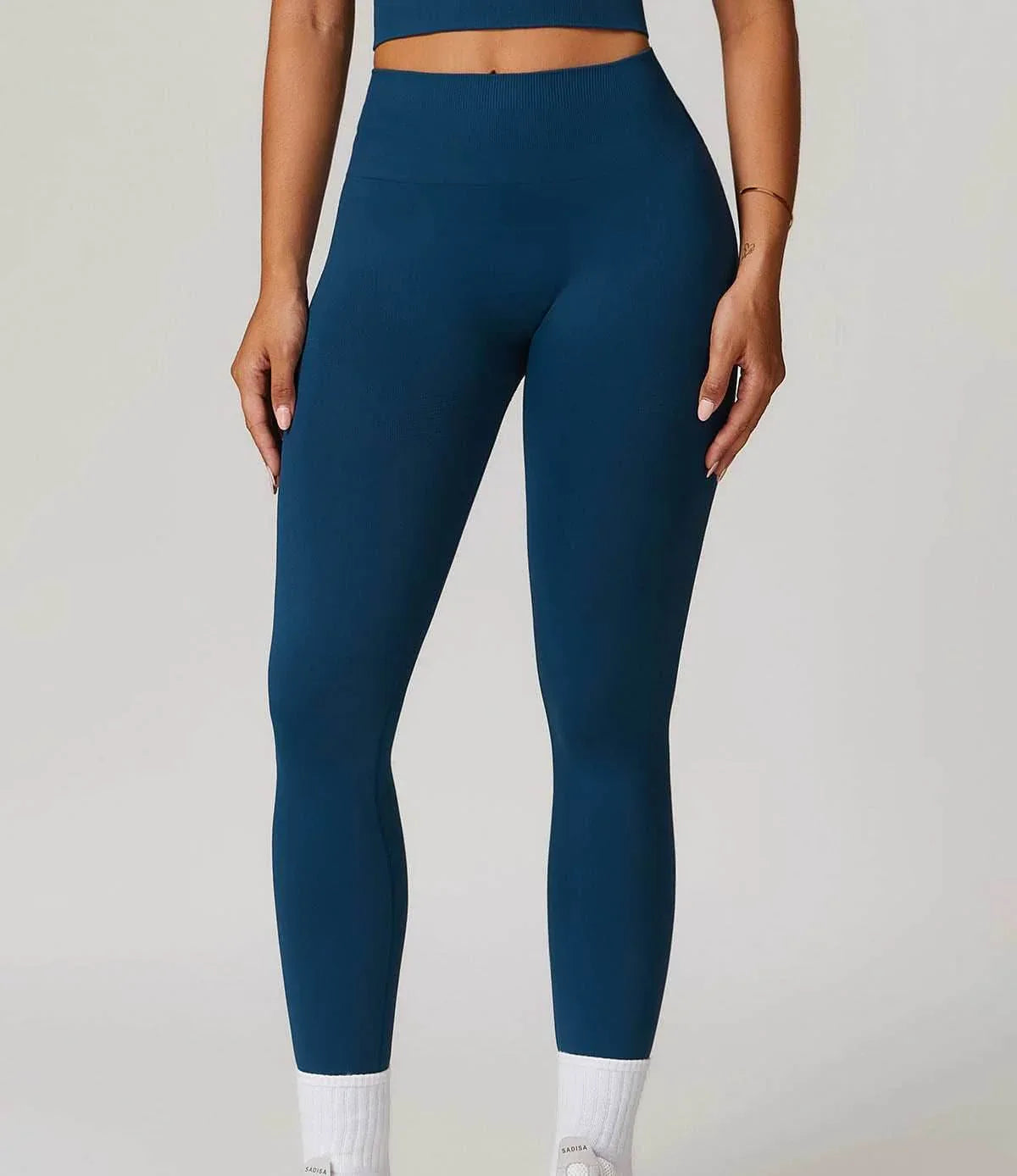 High Waist Tummy Control Fitness Leggings - Blue