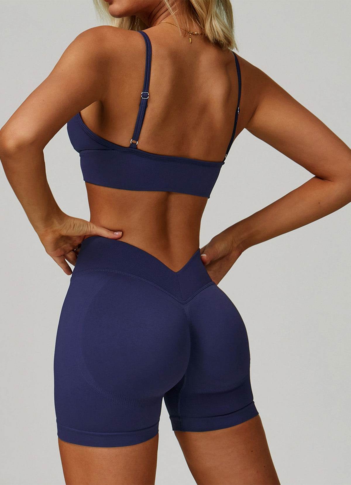 V Neck Adjustable Shoulder Straps Sports Bra