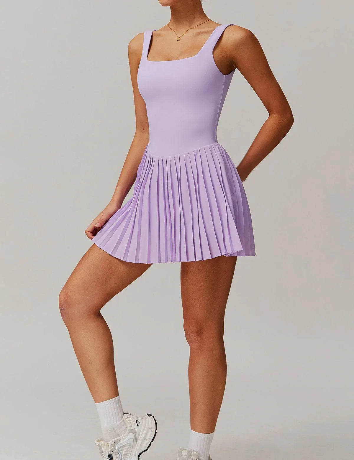 One Piece Tennis Dress With Inside Shorts and Pockets -