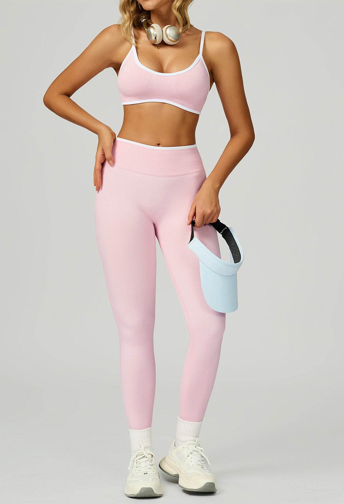 Sport Set with Color Block Sports Bras and Legging -