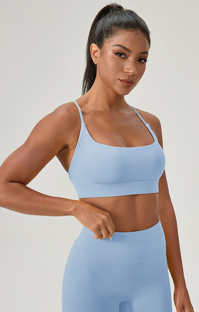 Cross Spaghetti Straps Sports Bra with Chest Pad