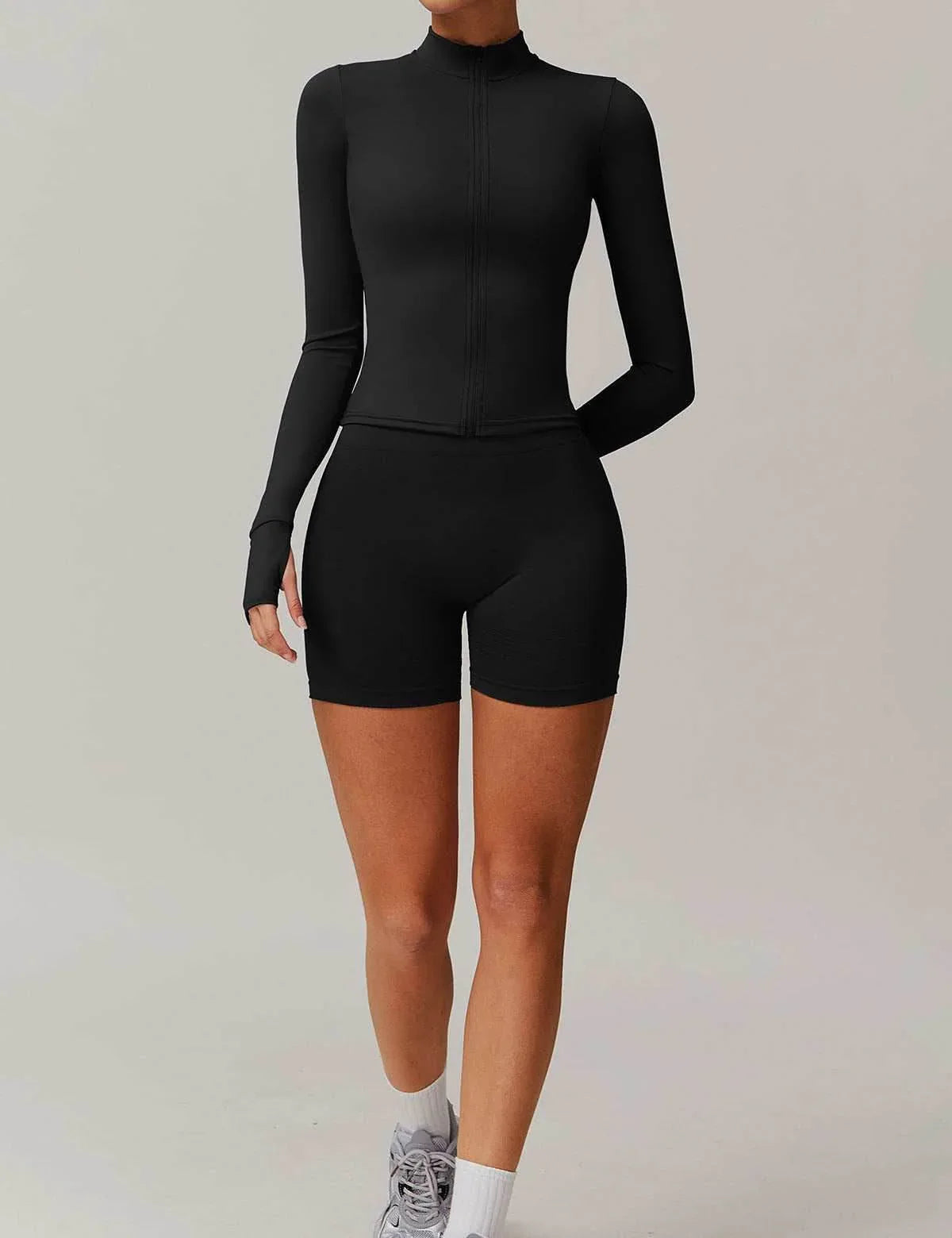 Long Sleeve Sports Jacket With Finger Sleeve -