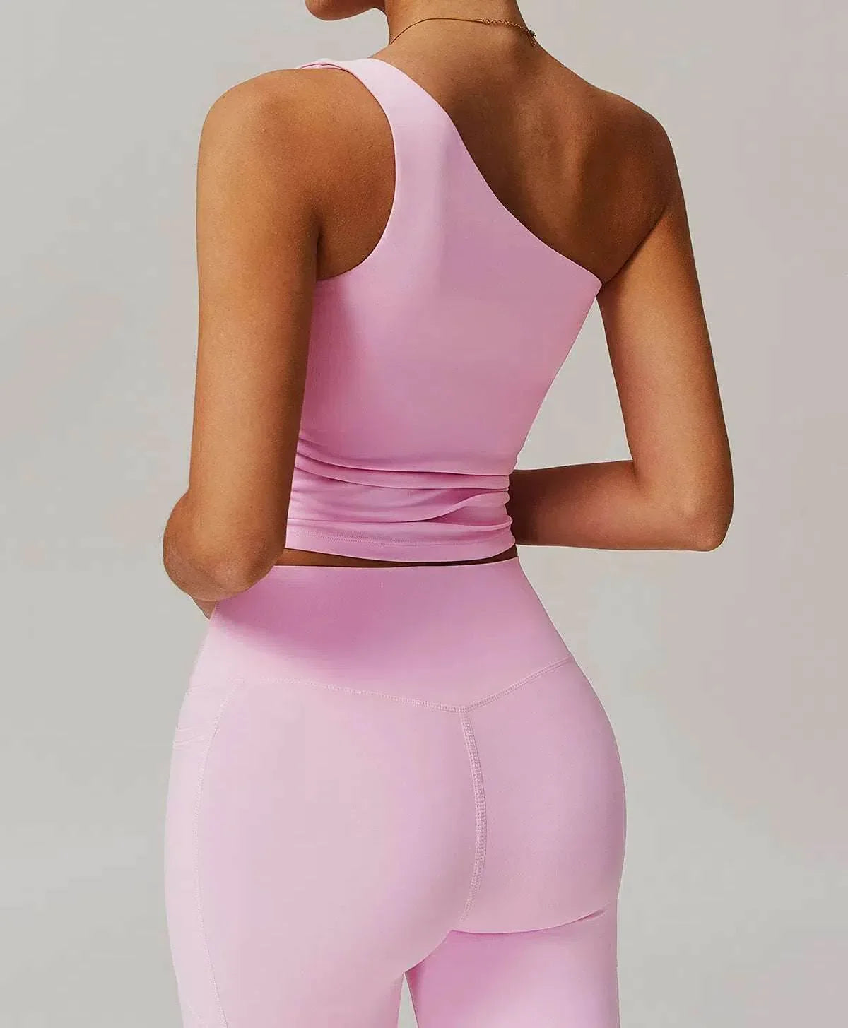 Solid One Shoulder Yoga Tank Top -